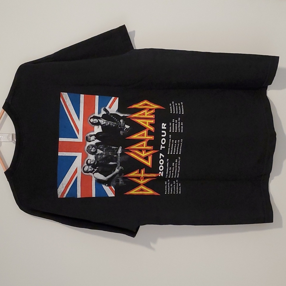 DEF LEPPARD concert graphic tee 2007 tour XL black short sleeve dates cities